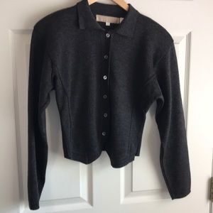 Gray wool sweater knit jacket button up M short